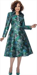 Dorinda Clark Cole 309101 - Multi - Jacquard Dress with Sash Belt